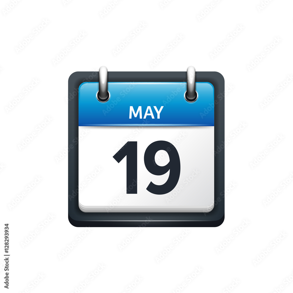 May 19. Calendar icon.Vector illustration,flat style.Month and date.Sunday,Monday,Tuesday,Wednesday,Thursday,Friday,Saturday.Week,weekend,red letter day. 2017,2018 year.Holidays. May 19. Calendar icon.Vector illustration,flat style.Month and date.Sunday,Monday,Tuesday,Wednesday,Thursday,Friday,Saturday.Week,weekend,red letter day. 2017,2018 year.Holidays.