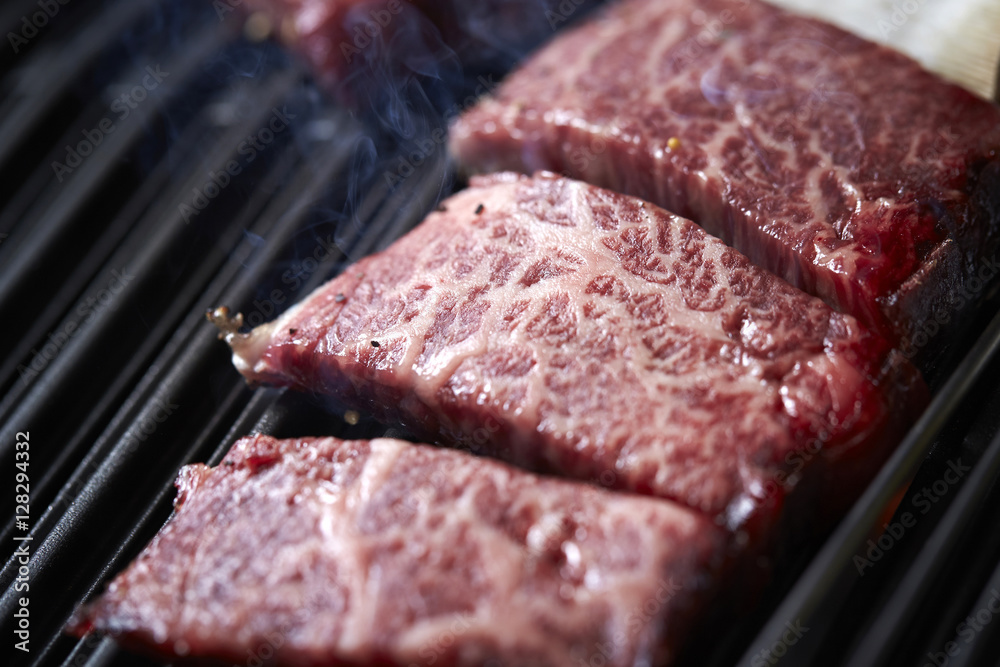 Grilling aged beef Grilling aged beef