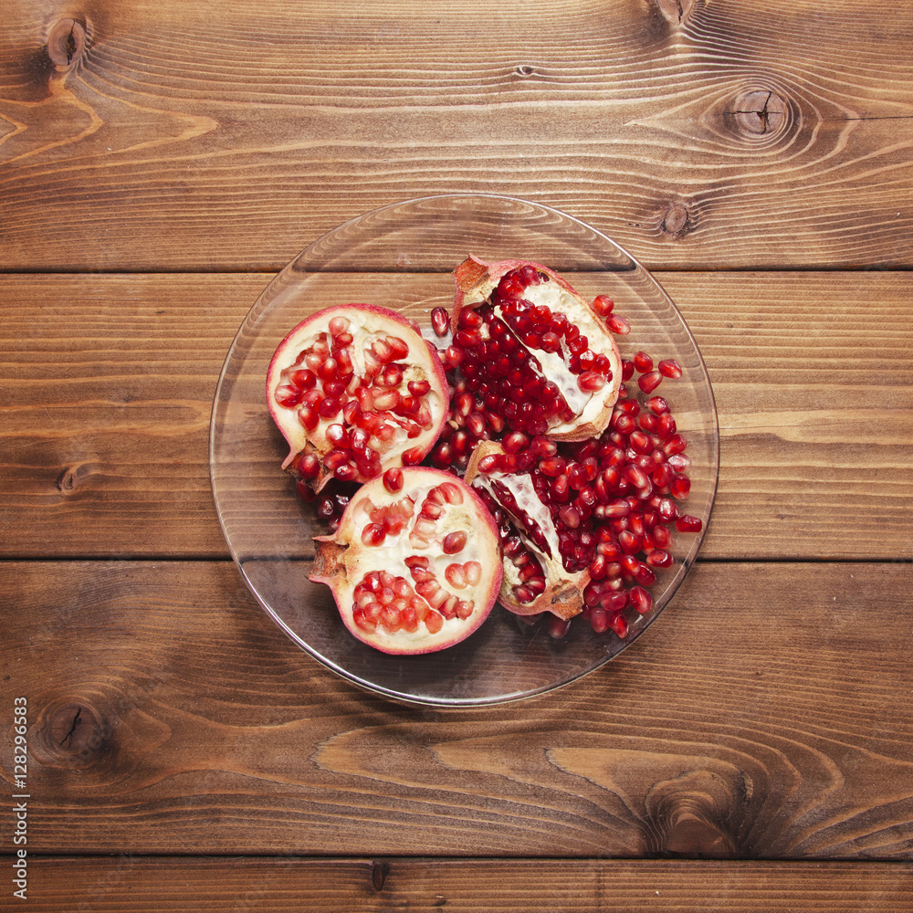 Pomegranate on a plate Pomegranate on a plate