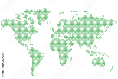 Оригинальная карта мира, выполненная знаками мира. Векторная иллюстрация.