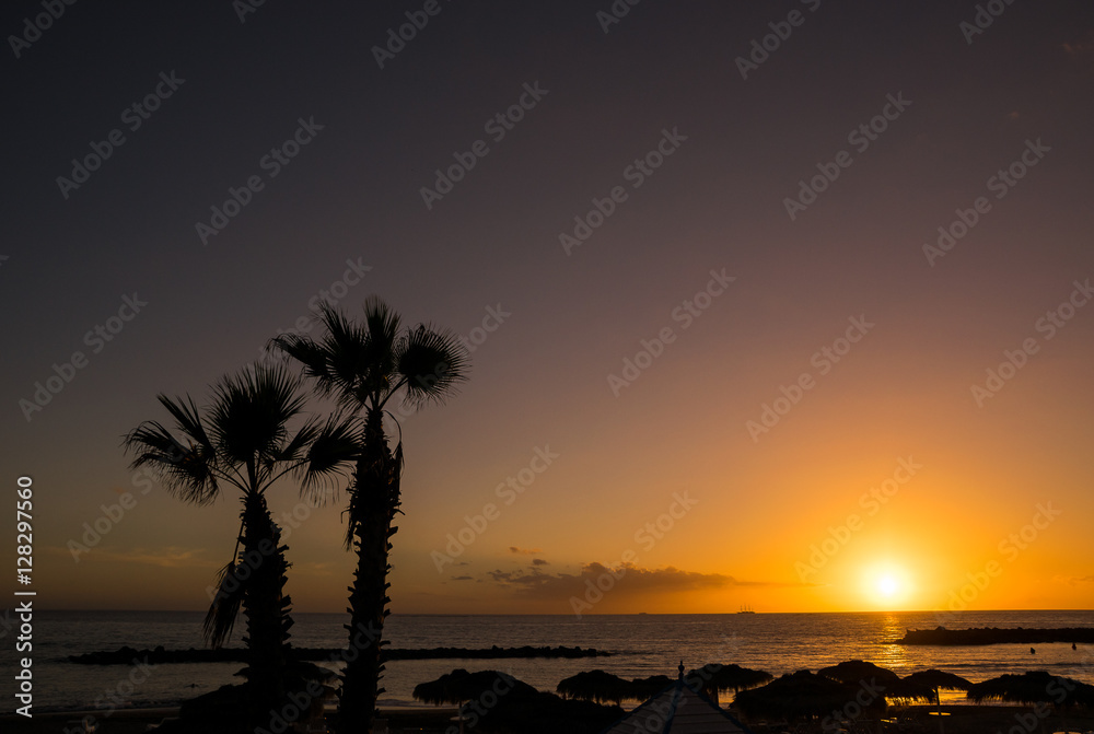 Obraz premium Beautiful sunset on Tenerife, Canary Islands, Spain
