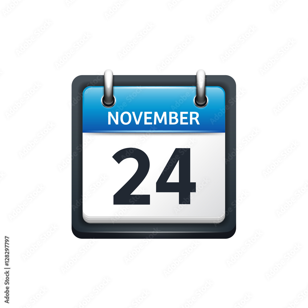 November 24. Calendar icon.Vector illustration,flat style.Month and date.Sunday,Monday,Tuesday,Wednesday,Thursday,Friday,Saturday.Week,weekend,red letter day. 2017,2018 year.Holidays. November 24. Calendar icon.Vector illustration,flat style.Month and date.Sunday,Monday,Tuesday,Wednesday,Thursday,Friday,Saturday.Week,weekend,red letter day. 2017,2018 year.Holidays.