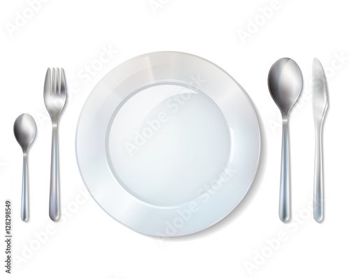 Plate And Cutlery Realistic Set Image