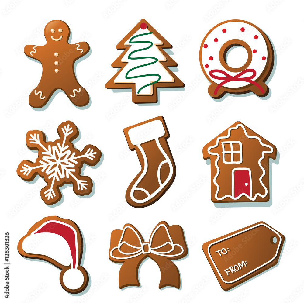 Christmas gingerbread cookies collection Eps10 vector
Christmas gingerbread cookies collection Eps10 vector