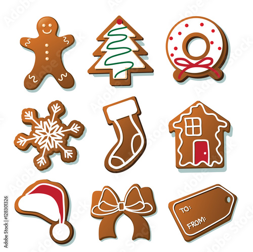  Christmas gingerbread cookies collection Eps10 vector