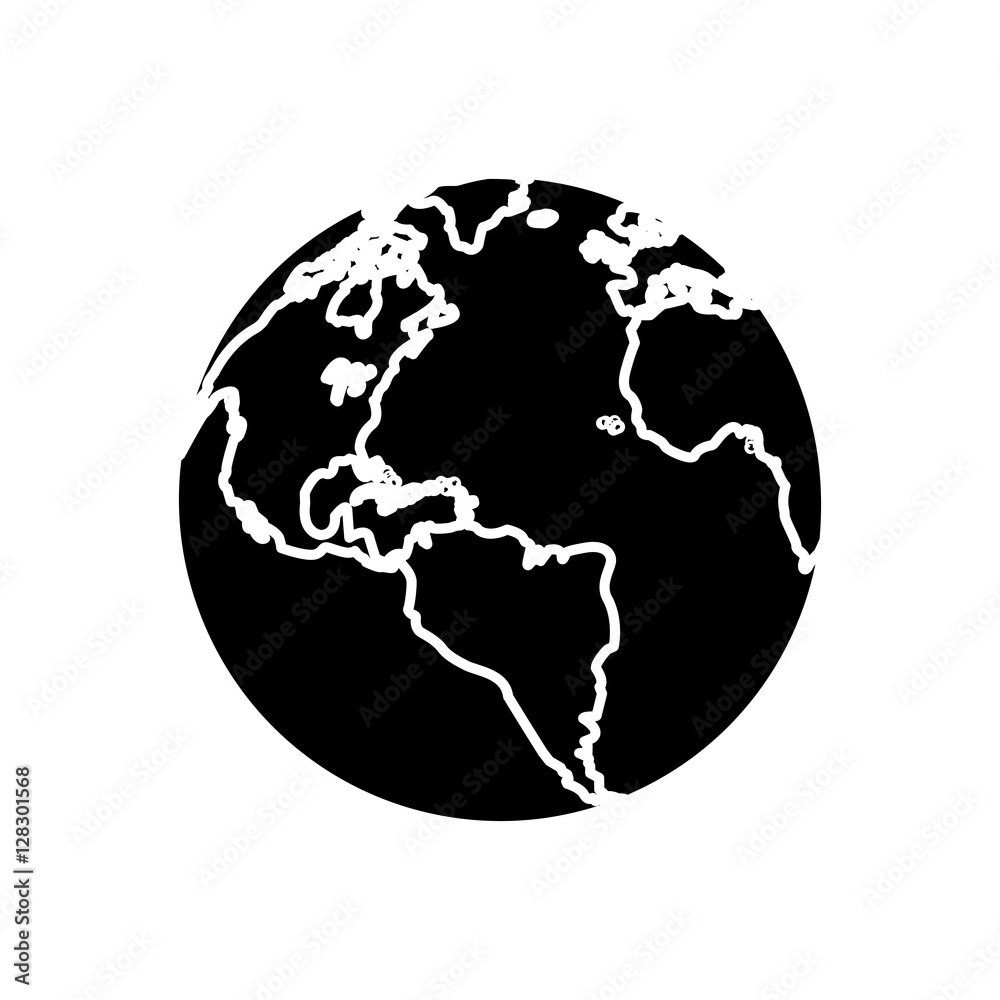 silhouette globe map world earth business icon vector illustration eps 10