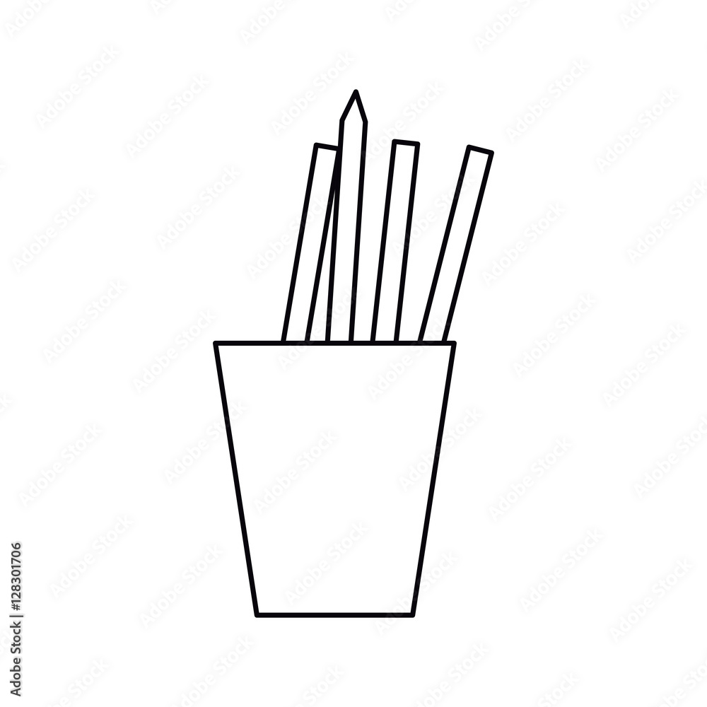 pictogram cup pencils pens utensils working vector illustration eps 10
