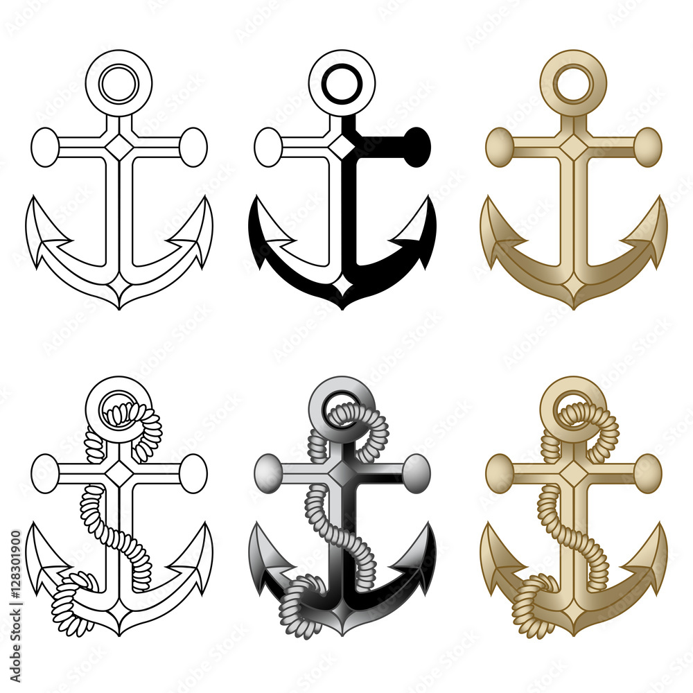 Anchor symbols set. Isolated on white, vector Anchor symbols set. Isolated on white, vector