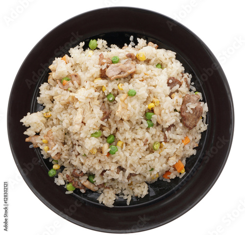 Rice with chicken pork and veal with vegetables