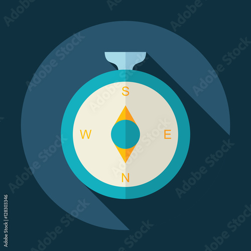 Flat modern design with shadow Icon  compass