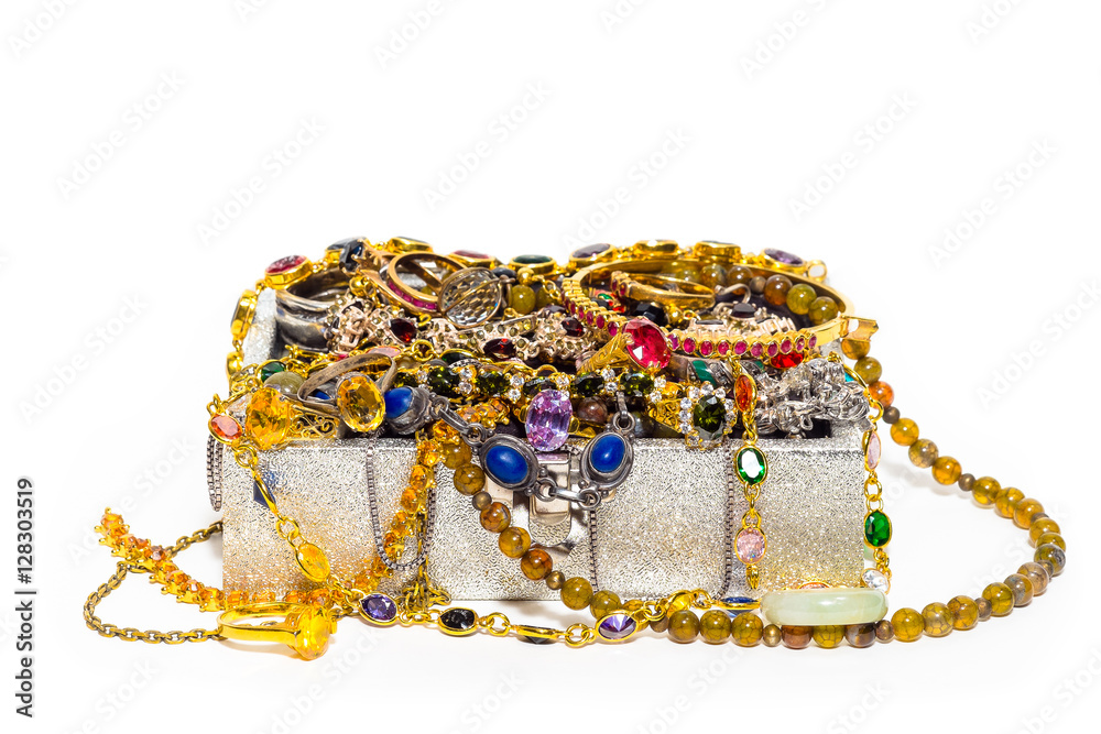 Gold, jeweled treasure chests