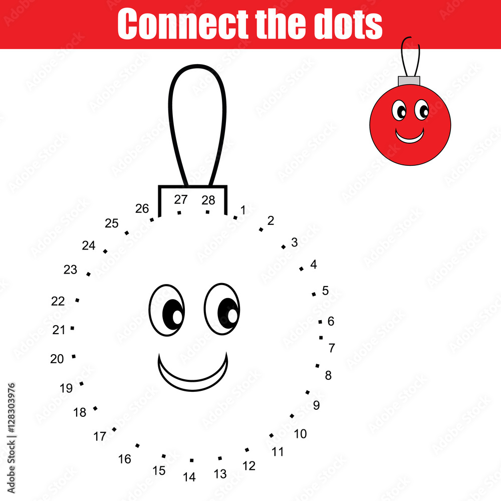 Connect The Dots Numbers Children Educational Game Printable Worksheet Activity Christmas Winter Holidays Theme Stock Vector Adobe Stock