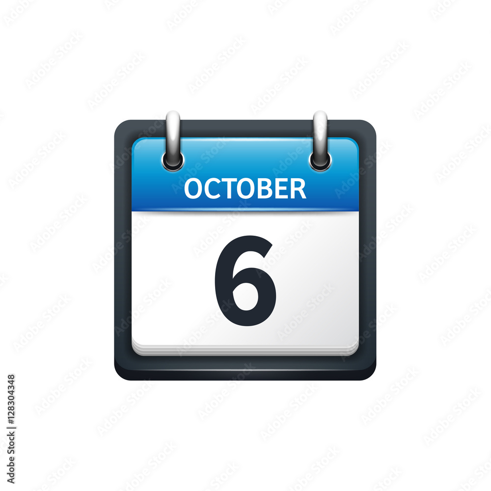 October 6. Calendar icon.Vector illustration,flat style.Month and date.Sunday,Monday,Tuesday,Wednesday,Thursday,Friday,Saturday.Week,weekend,red letter day. 2017,2018 year.Holidays. October 6. Calendar icon.Vector illustration,flat style.Month and date.Sunday,Monday,Tuesday,Wednesday,Thursday,Friday,Saturday.Week,weekend,red letter day. 2017,2018 year.Holidays.