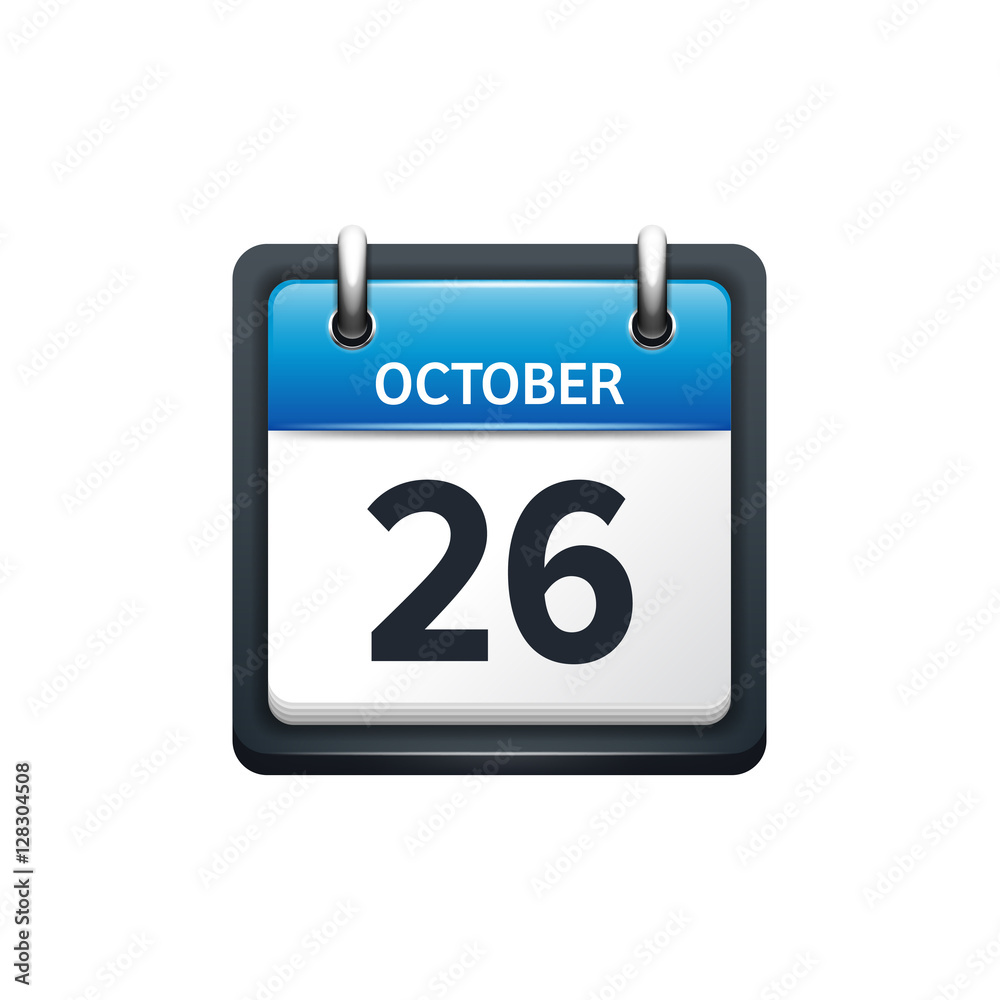 October 26. Calendar icon.Vector illustration,flat style.Month and date.Sunday,Monday,Tuesday,Wednesday,Thursday,Friday,Saturday.Week,weekend,red letter day. 2017,2018 year.Holidays. October 26. Calendar icon.Vector illustration,flat style.Month and date.Sunday,Monday,Tuesday,Wednesday,Thursday,Friday,Saturday.Week,weekend,red letter day. 2017,2018 year.Holidays.