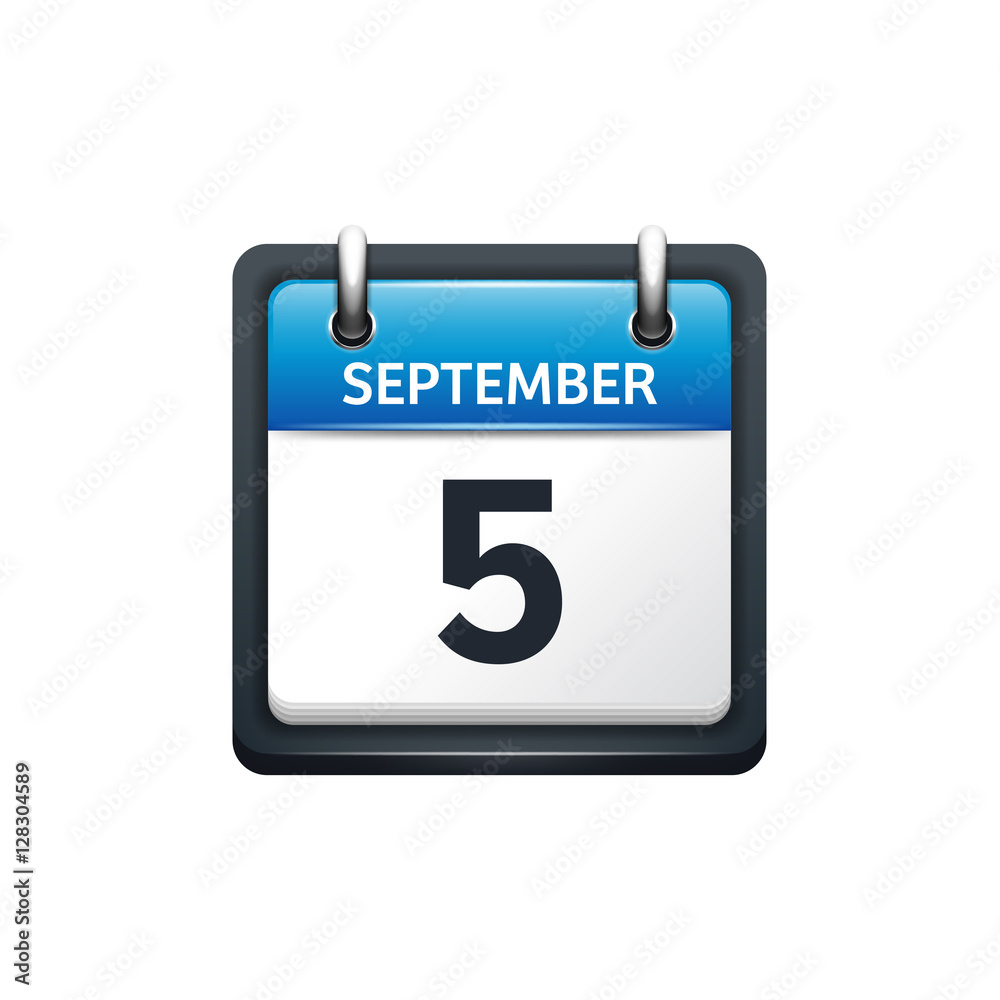 September 5. Calendar icon.Vector illustration,flat style.Month and date.Sunday,Monday,Tuesday,Wednesday,Thursday,Friday,Saturday.Week,weekend,red letter day. 2017,2018 year.Holidays. September 5. Calendar icon.Vector illustration,flat style.Month and date.Sunday,Monday,Tuesday,Wednesday,Thursday,Friday,Saturday.Week,weekend,red letter day. 2017,2018 year.Holidays.