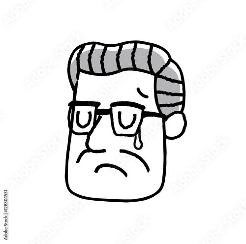 シニア男性、顔、表情：悲しい、泣く、涙
