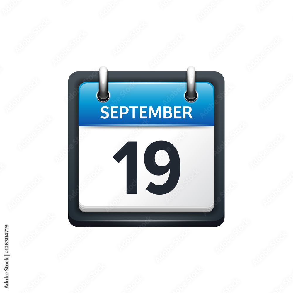 September 19. Calendar icon.Vector illustration,flat style.Month and date.Sunday,Monday,Tuesday,Wednesday,Thursday,Friday,Saturday.Week,weekend,red letter day. 2017,2018 year.Holidays. September 19. Calendar icon.Vector illustration,flat style.Month and date.Sunday,Monday,Tuesday,Wednesday,Thursday,Friday,Saturday.Week,weekend,red letter day. 2017,2018 year.Holidays.