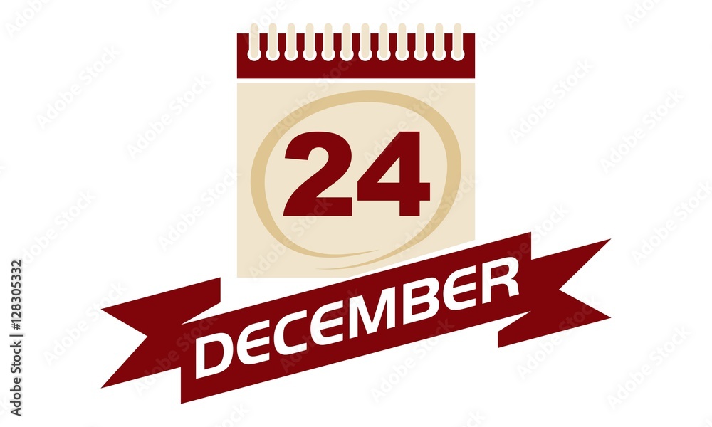 24 December Calendar with Ribbon Stock Vector | Adobe Stock