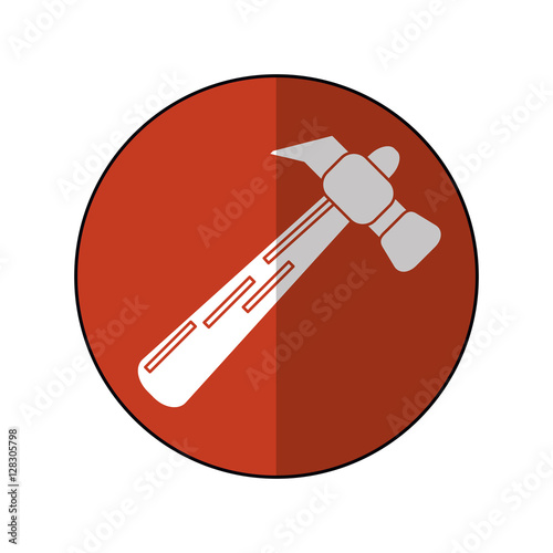 hammer tool steel wooden icon brown circle shadow vector illustration eps 10