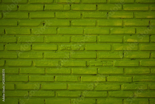 Pattern of Green brick wall background and textured  Grooved concrete design and decorated