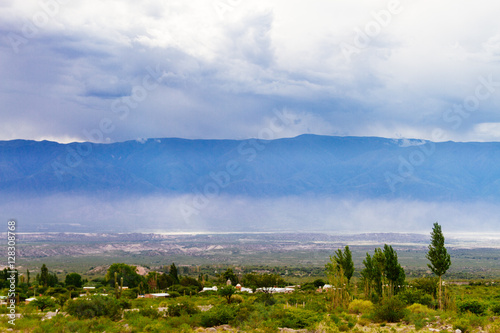 View of calchaquí valleys with storm in the mountains in Tucum photo