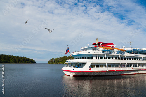 Passenger ship standing at the pier on the island of Valaam © Stanislav Komogorov