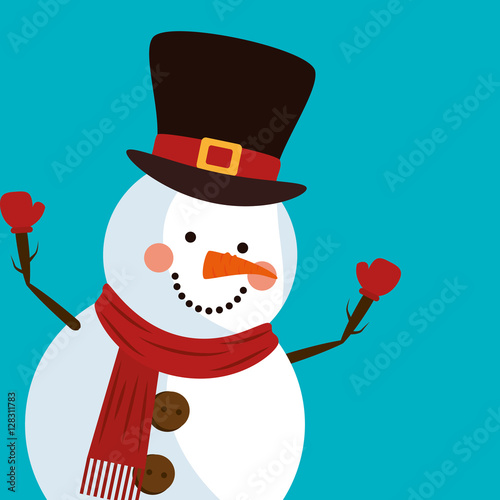 happy merry christmas snowman character vector illustration design