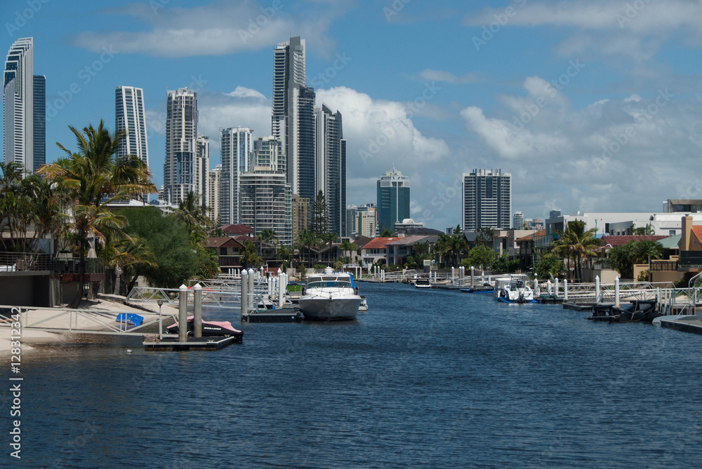 Surfers Paradise canals skyline