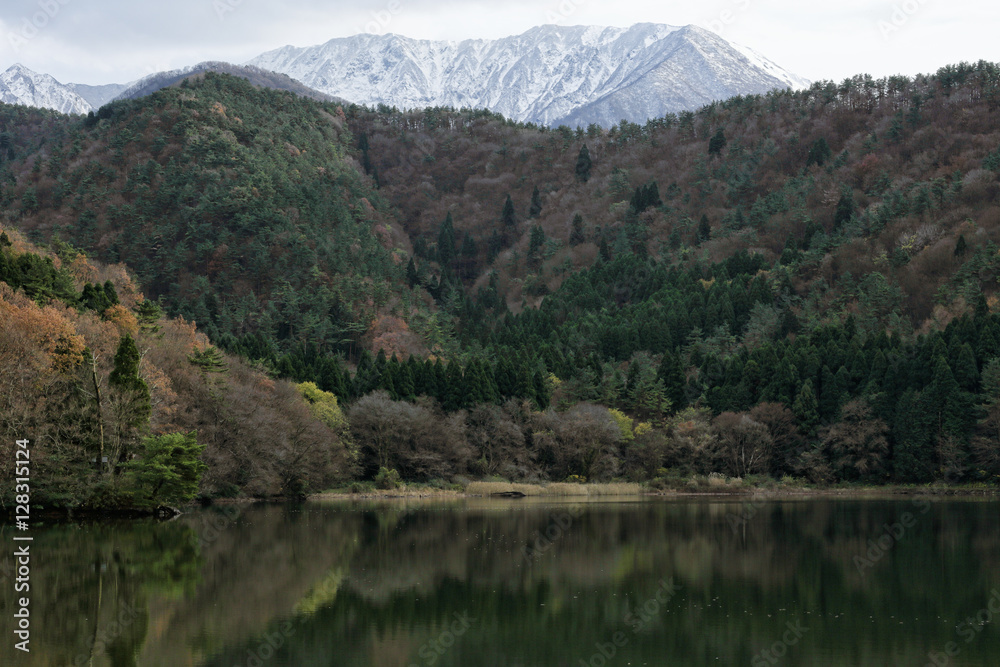 Mountain with the snow / Mt. Daisen is a volcanic mountain located in Tottori Prefecture, Sanin Region of Japan.