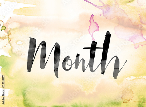 Month Colorful Watercolor and Ink Word Art