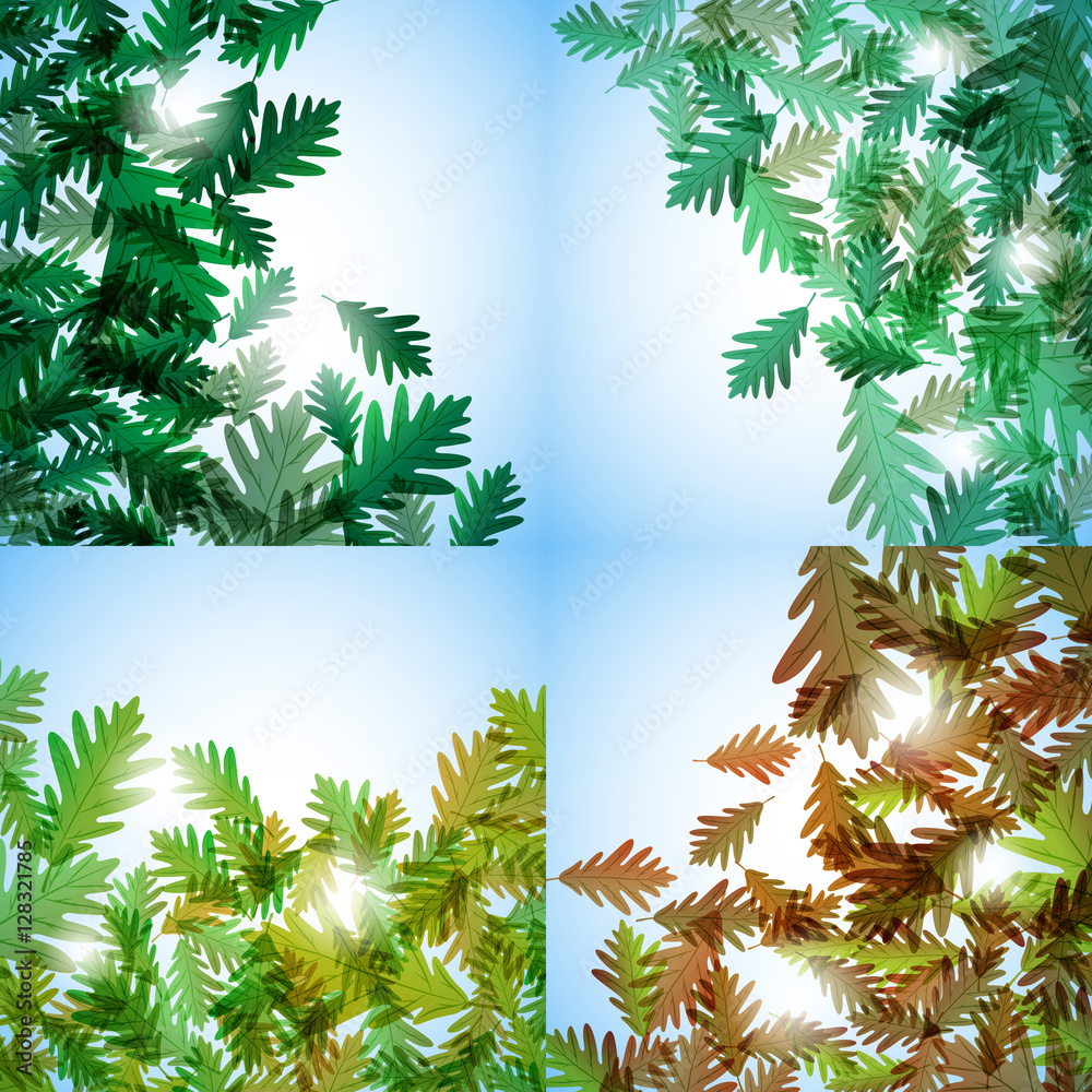Illustration autumn motif. Oak leaves. Vector background Illustration autumn motif. Oak leaves. Vector background