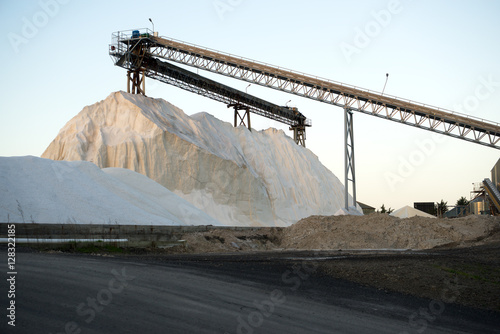 Piles of pure vacuum salt with elevator construction