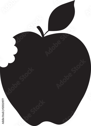 Apple With Leaf, Bitten, One Bite