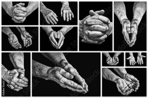 Collage old hands photo