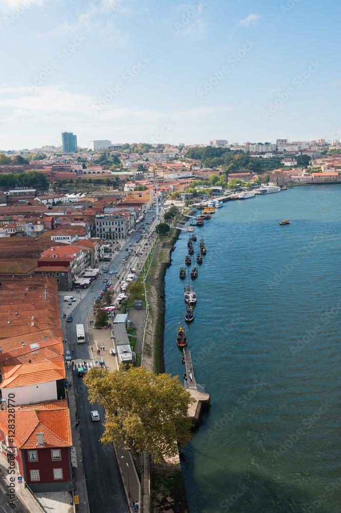 Travel,Portugal,Porto Douro river and landscape /world heritage の街Porto を流れるDouro 川と対岸のWine cellar 群の光景