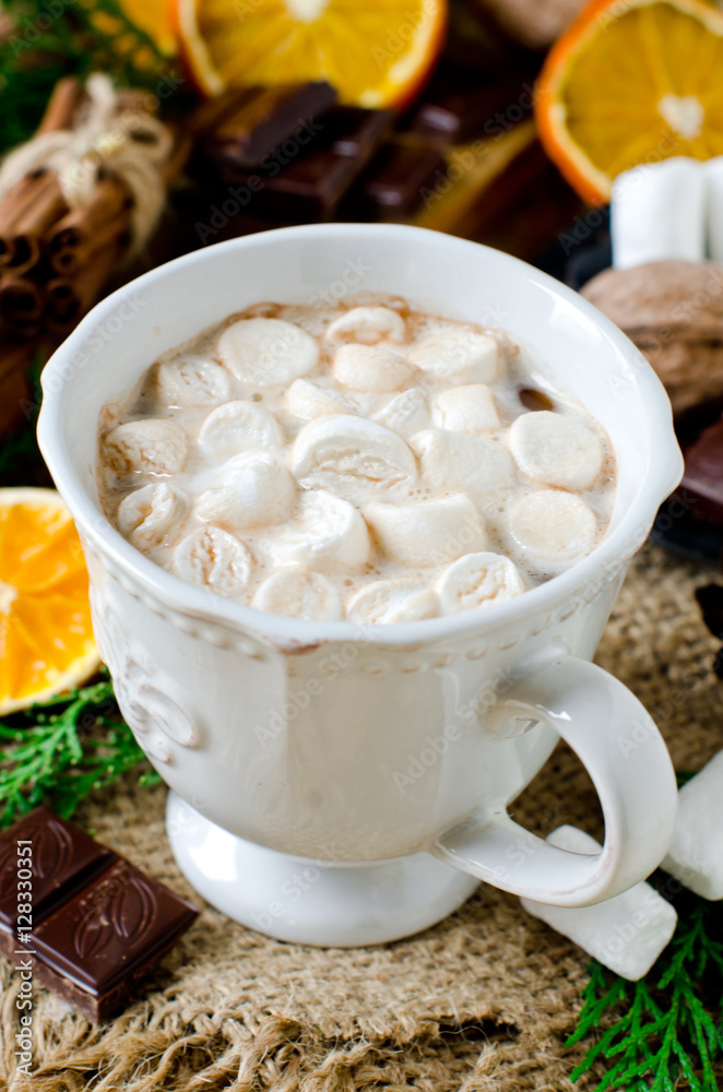 Christmas hot chocolate with marshmallow Christmas hot chocolate with marshmallow
