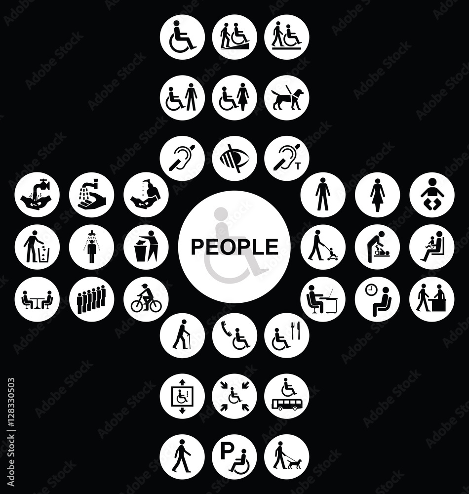 White cruciform disability and people Icon collection White cruciform disability and people Icon collection