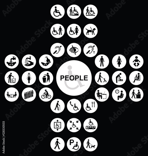 White cruciform disability and people Icon collection