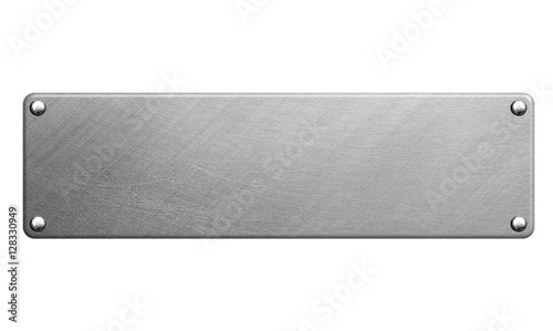 Metal plate isolated on white background photo