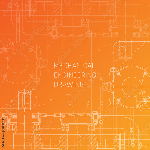 Mechanical Engineering drawing. Engineering Drawing Background. Blueprint vector.