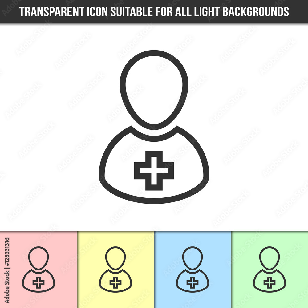 Simple outline transparent doctor or nurse icon on different types of light backgrounds Simple outline transparent doctor or nurse icon on different types of light backgrounds
