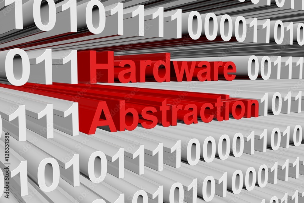 Hardware abstraction in the form of binary code, 3D illustration