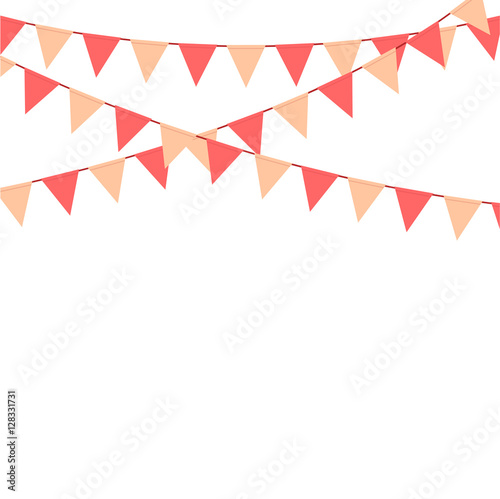 Pink bunting flag decoration background vector