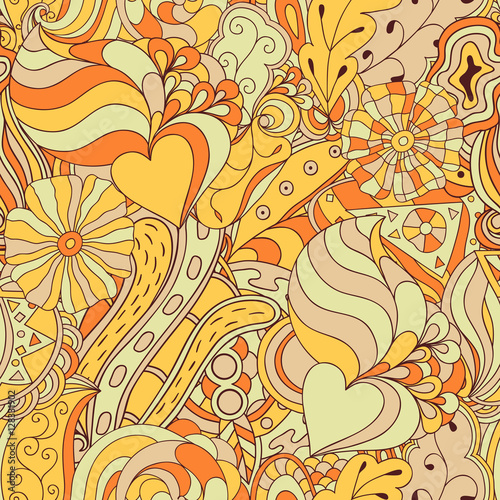 Seamless abstract hand-drawn waves pattern