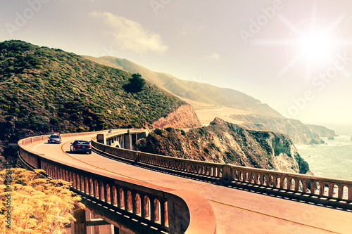 Bixby Creek Bridge on Highway #1 at the US West Coast traveling south to Los Angeles, Big Sur Area photo