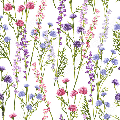Seamless pattern of spring flowers.