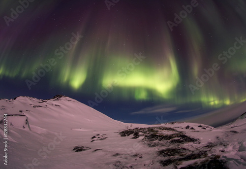 Northern Lights on the Kola Peninsula. Teriberka, Murmansk regio