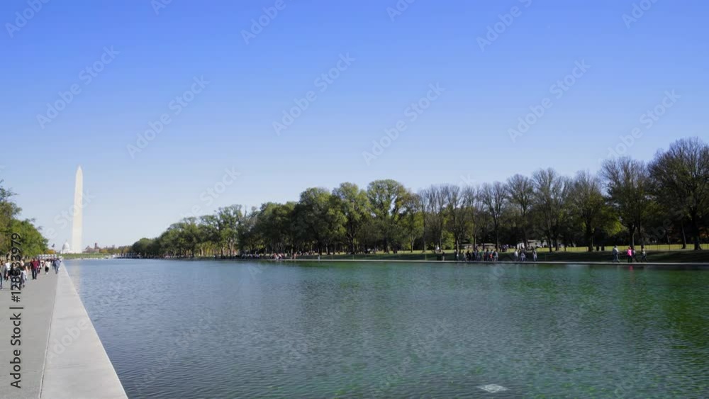 video shot in washington dc of the obelisk reflecting pool