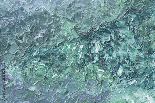  Green oil painting abstract background. Palette knife texture on canvas. 