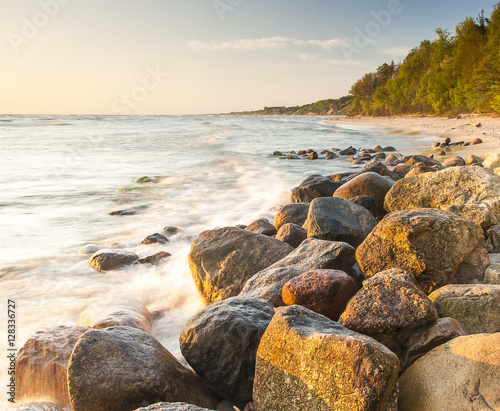 beautiful view of the Baltic Sea to the Polish town Rozewie